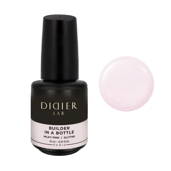 Gel Constructie in Sticla, Didier Lab, 15 ml - Milky Pink Glitter