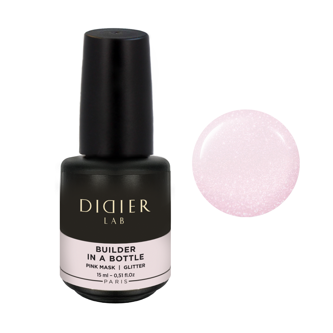 Gel Constructie in Sticla, Didier Lab, 15 ml - Pink Mask Glitter