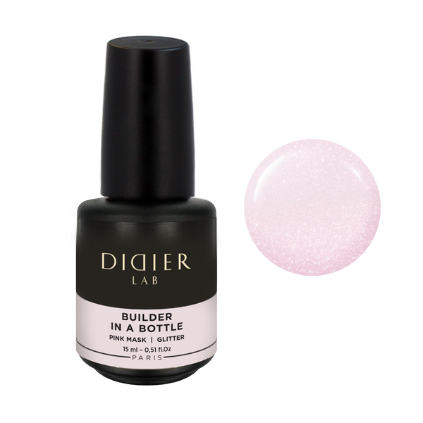 Gel Constructie in Sticla, Didier Lab, 15 ml - Pink Mask Glitter